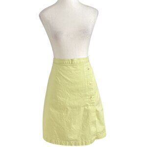 LACOSTE PASTEL LIME GREEN BUTTON FRONT MINI COTTON SKIRT - XL
